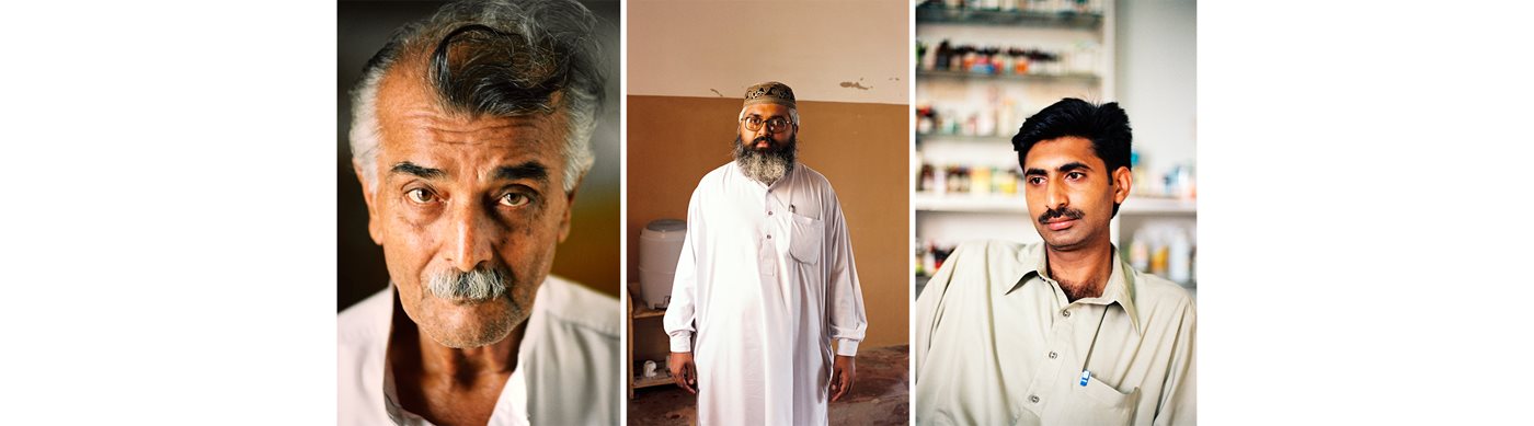 <em>Left to right:&nbsp;</em>Answer Kazmi affirms, &quot;These are people who need care. As long as I have space, I&#39;ll take them on.&rdquo; Belal volunteers in logistics at the Bilquis Edhi Hospital, the Edhi Village and the information center. A pharmacist at the dispensary at the Edhi Child Home near Sohrab Ghot.