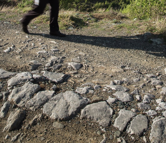 Less than one percent of the Via Egnatia still shows Roman paving stones, such as these near Mirakë in eastern Albania.&nbsp;