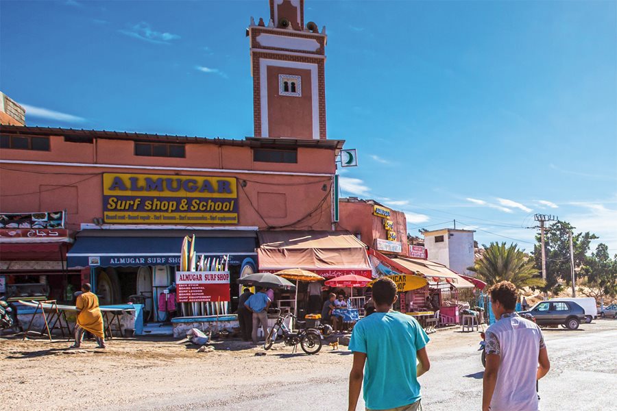 <p>Surf shops abound in and around Taghazout where locals and tourists can rent surfboards, find out the regional surf reports and get lessons from local pros.</p>
