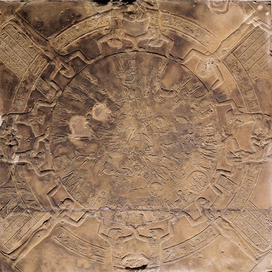 <p>On the ceiling of the Temple of Hathor in central Egypt appears &ldquo;the Zodiac of Dendera,&rdquo; a planisphere comprising 12 constellations that form a Babylonian-style circular representation of the zodiac: Typically Egyptian art represented zodiacs in rectangles.</p>
