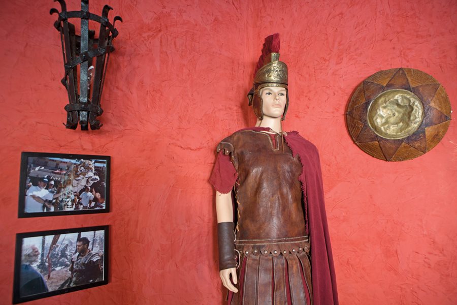 The Oscar Hotel in Ouarzazate shows off costumes, props and production photographs from the 2000 film <i>Gladiator</i>, shot on location.
