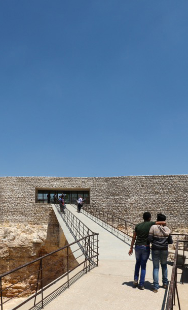 Extending 30 meters across the abandoned&nbsp;quarry,&nbsp;the arch supporting the entrance path to the Royal Academy for Nature Conservation is the second-longest in Jordan.