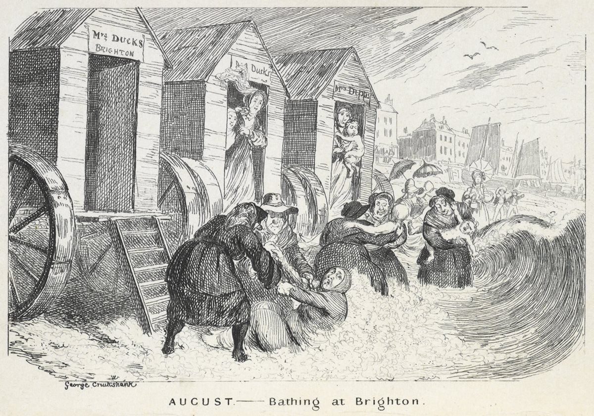 Brighton&rsquo;s horse-drawn &ldquo;bathing machines&rdquo; drew the satirical gaze of artist George Cruikshank and the entrepreneurial gaze of Mahomed, who promoted his &ldquo;Indian Medicated Vapour Bath&rdquo; as a healthy, safe, relaxing alternative.