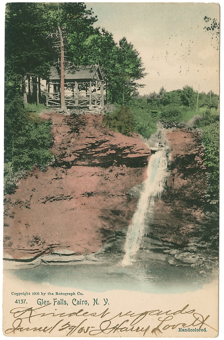 Postmarked in 1905, this early color postcard was made by hand-tinting a black-and-white original, and its scene hints at the summer recreation that attracted visitors to Cairo.