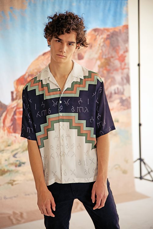 Nabatean Motif Souvenir Bowling Shirt.