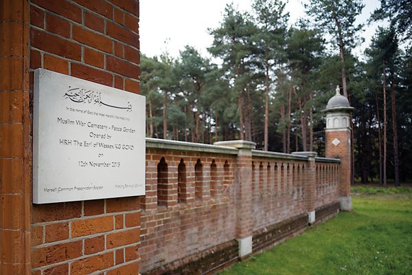 Third stop on the trail, the Woking Muslim War Cemetery was commissioned during World War I after Maulvi Sadr-ud-Din, a missionary from Lahore who attended the Shah Jahan Mosque, proposed a final resting place for British Muslim soldiers who had made the ultimate sacrifice in service of king and country. Its site was chosen for its proximity to the Shah Jahan Mosque. In 1969 the graves were moved to the larger Brookwood Military Cemetery, and in 2015 the space was rededicated as the Muslim War Cemetery Peace Garden. 