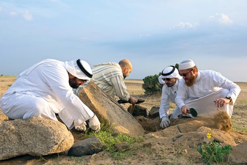 The 18th milestone, Alkadi notes, “was found in two large pieces that fit together perfectly.” He and a field team excavated the pieces, stood up the base and replaced the top. 