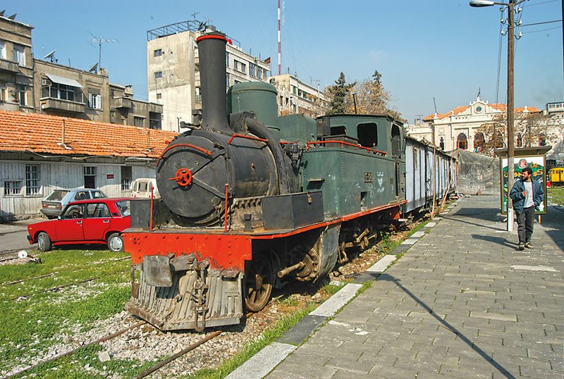 When this photo was taken in 2003, a steam engine still sat outside the station. 