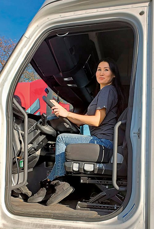 “At first it was lonely for me, but you get used to it as time goes on, and you start to socialize with other female truckers.”
—Albina Bekicheva, Chicago