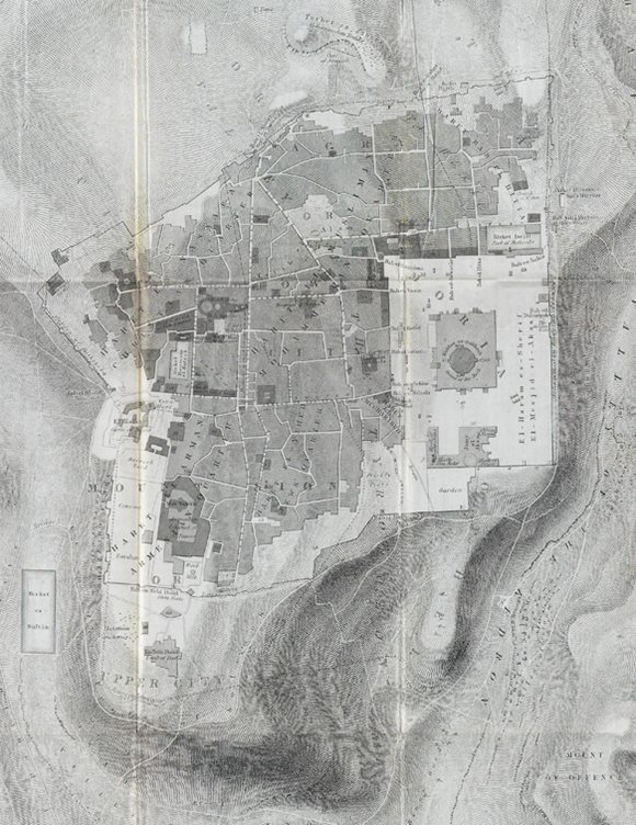 The first map to name the four quarters still used today was drawn from a British military survey made in 1841. It was labeled in 1849 by chaplain George Williams, who erroneously wrote that two main streets “divide Jerusalem into four quarters. ... The subdivisions of the streets and quarters are numerous, but unimportant.”