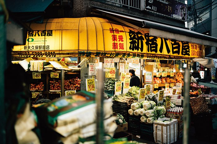 In the lively Shin-Okubo district. 