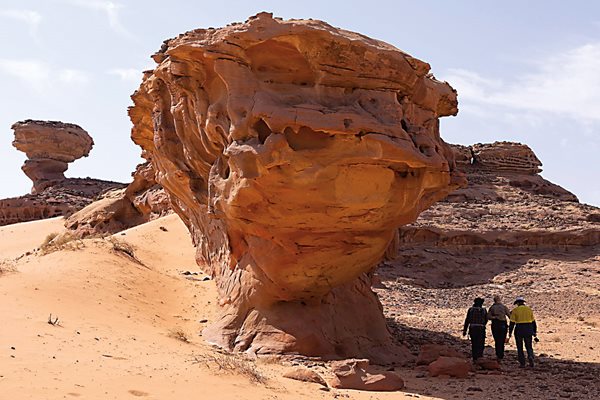 Wind-sculpted sandstone makes a dramatic setting amid what were, until about 5,000 years ago, lands used for pasture and game-hunting.