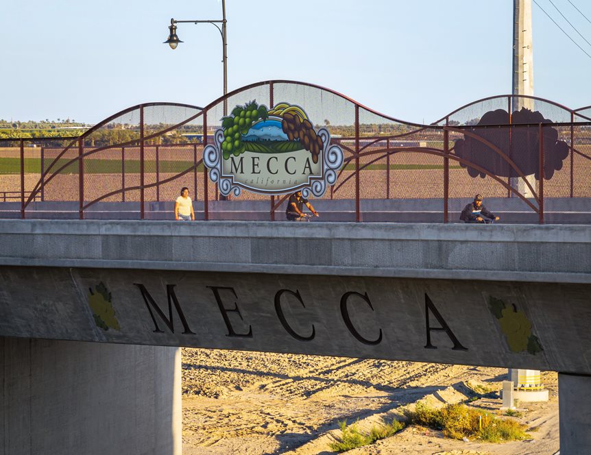 Mecca, California, is an agricultural center at the south end of the Coachella Valley.