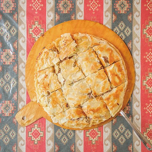 In Yerği-Kek, a small village and one of Azerbaijan’s highest, Liza Shahverdiyeva makes a traditional tskan meat pie as her mother-in-law, Perisultan Shahverdiyev, watches. Seasonal ingredients such as onions, berries and potatoes are mixed with meat, stuffed into dough and then baked in a kharak over an open fire. Each slice is enough to fill tourists walking the 1,500-km (930-mile) Transcaucasian Trail, which passes through the village.