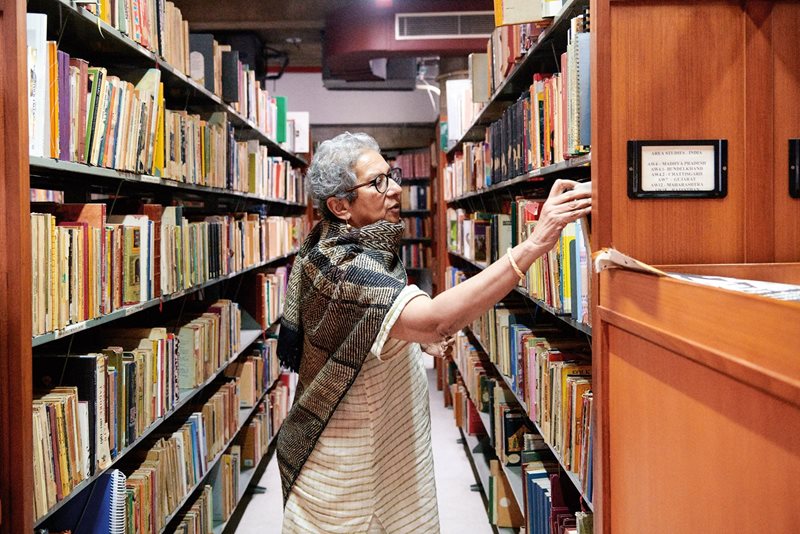 Shubha Chaudhuri, an ethnomusicologist at the American Institute of Indian Studies in Haryana, India, browses through the collections in the library archives at the Institute. Her goal is to record and preserve the folk-music traditions in western Rajasthan. To date, in a collaboration with the Archives and Research Center for Ethnomusicology at the American Institute of Indian Studies and the Rupayan Sansthan, a team has recorded and documented more than 500 musicians from more than 200 Langa and Manganiyar villages. 